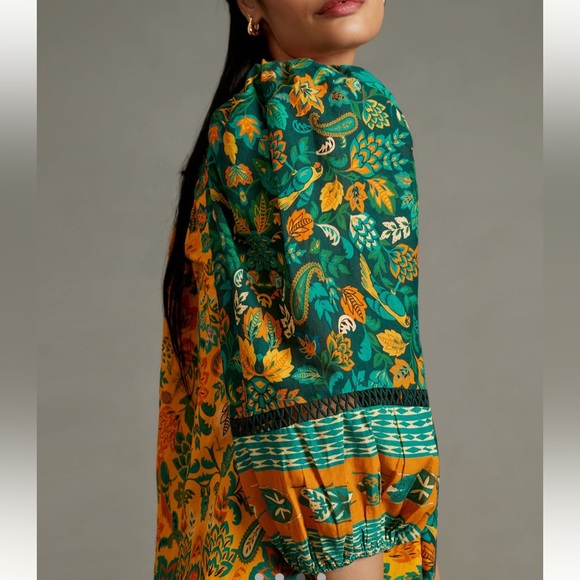 Farm Rio Lace Insert Peasant Blouse size Medium M NWT New - Picture 3 of 5